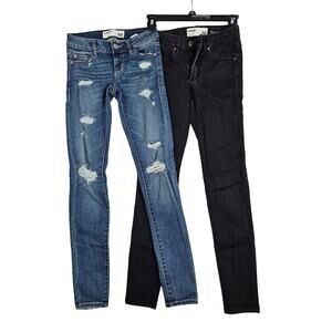 Garage Skinny Jeans Women’s 00 Blue Distressed & Black Stretch Denim Bundle Y2k
